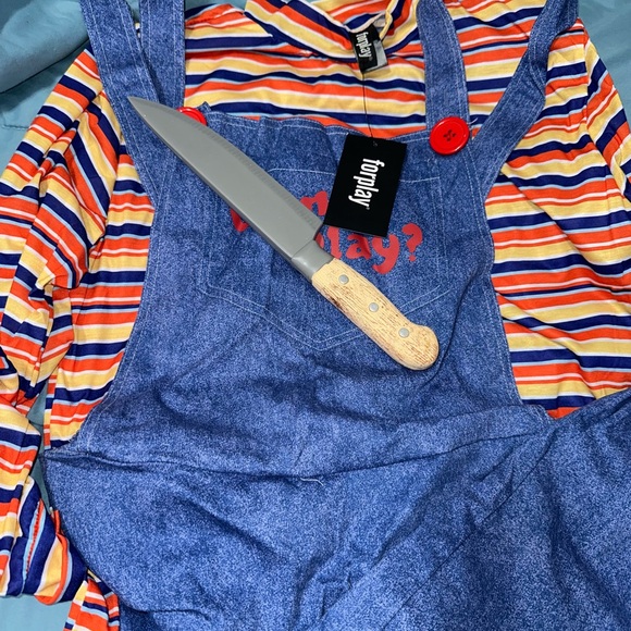 NEW FASHIONNOVA Men Child's Play 3 Piece Chucky Costume Set Blue/combo SIZE S/M - Picture 6 of 6